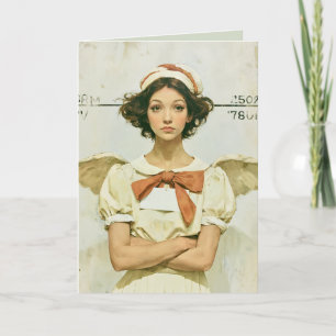 Not So Innocent Christmas Angel Mugshot Card