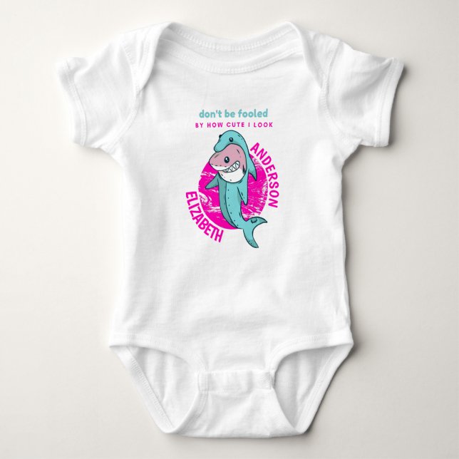 Not So Innocent Shark Dressed As Dolphin Baby Gift Baby Bodysuit (Front)