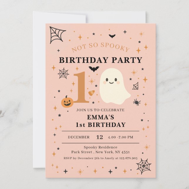 Not So Spooky 1st Birthday Party Photo Invitation (Front)