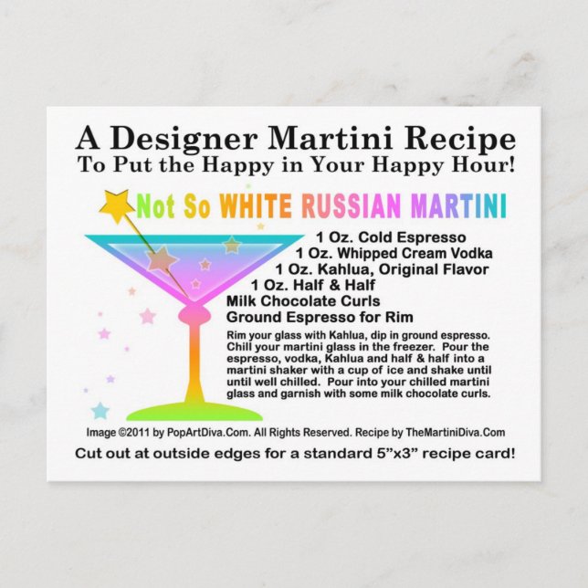 Not So White Russian Martini Recipe Postcard (Front)