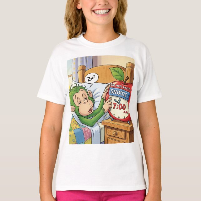 Not Today, Alarm – Sleepy Monkey Mode 💤🙈 T-Shirt (Front)