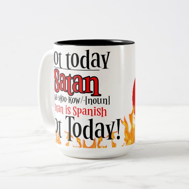 Not today Chamuko Satan not today  Two-Tone Coffee Mug (Front Left)