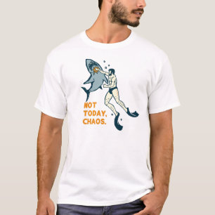 Not Today Chaos. Funny Shark Punching Men's Gift T-Shirt