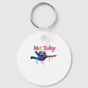 Not Today � Colorful Sloth Neon Artwork Classic T- Key Ring