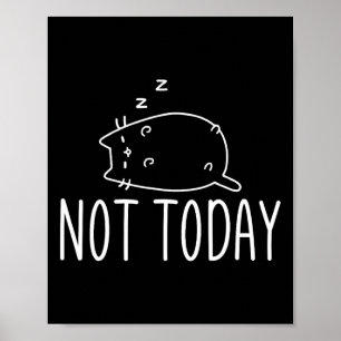 Not Today Crazy Cat S Graphic Cute Funny Poster