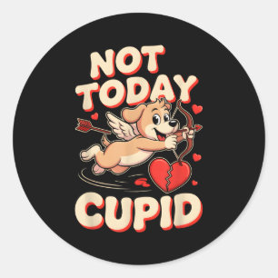 Not Today Cud Funny Puppy Anti Valentine Retro Car Classic Round Sticker