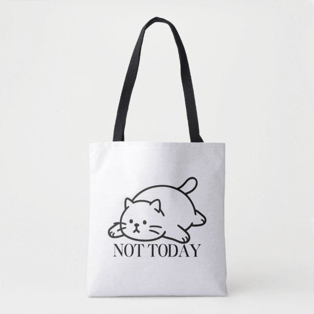 Not Today Cute Lazy Cat Mood Tote Bag (Front)