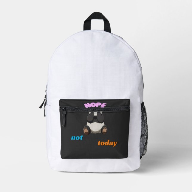 Not Today: Embrace the Panda Vibes Printed Backpack (Front)