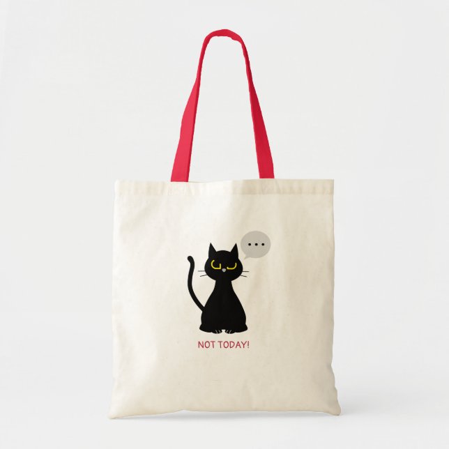 NOT TODAY! - Funny Black Cat Grumpy Tote Bag (Front)