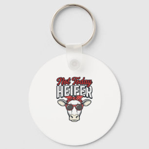 Not Today Heifer Funny Cow Vintage Vector Design_1 Key Ring