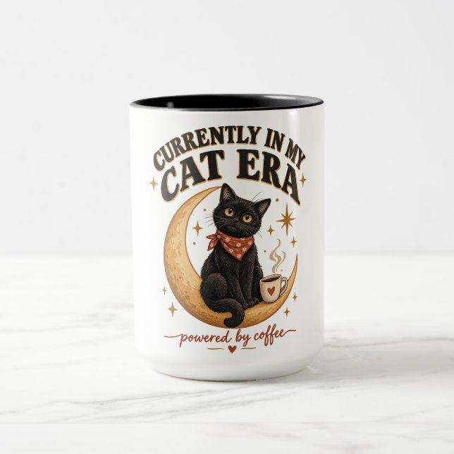 Not Today Human Funny Grumpy Black Cat Coffee Desi Mug (Center)