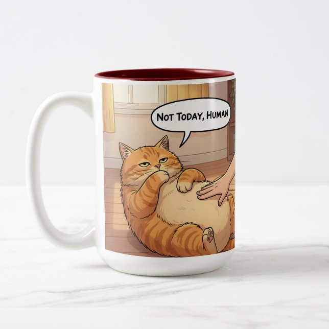Not Today Human Grumpy Cat Mug | Lazy Cat Funny Co (Left)