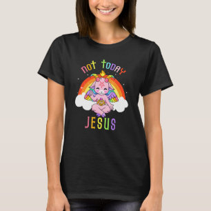 Not Today Jesus Cute Satan Baphomet Goat Satanist  T-Shirt