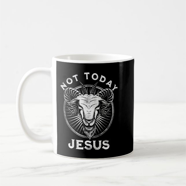 Not Today Jesus Funny Satanic Atheist Black Goth M Coffee Mug (Left)