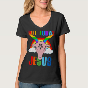 Not Today Jesus Gay Pride Lgbt Satan Goat T-Shirt