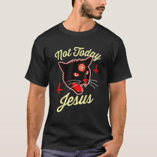 Not Today Jesus Hail Satan Cat Death Cross Vintage T-Shirt
