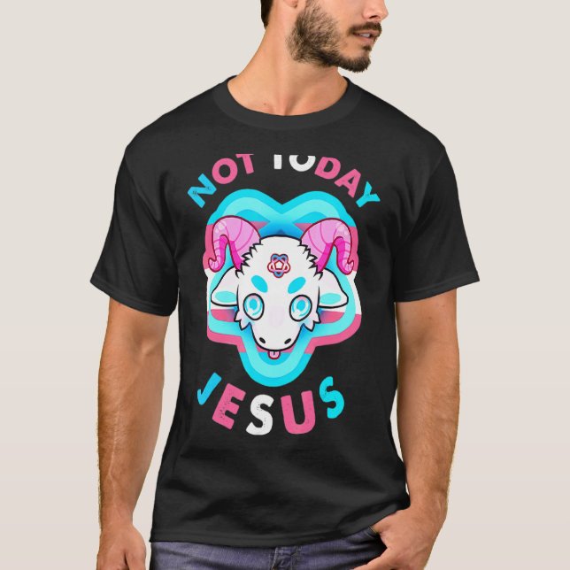 Not Today Jesus Transgender Lgbt Satan Goat T-Shirt (Front)