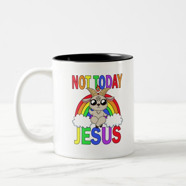 Not today Jesus Two-Tone Coffee Mug (Left)