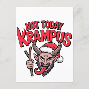 Not Today Krampus Funny Christmas Evil Krampus  Invitation Postcard