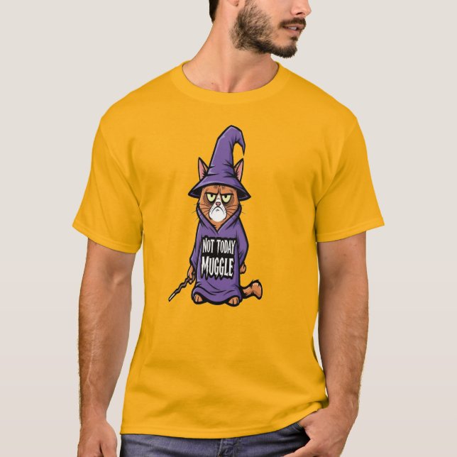 Not Today Muggle Cat T-Shirt - Funny Wizard Cat   (Front)
