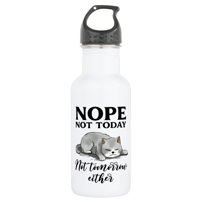 Not Today, Not Tomorrow – Sleepy Cat 532 Ml Water Bottle (Front)