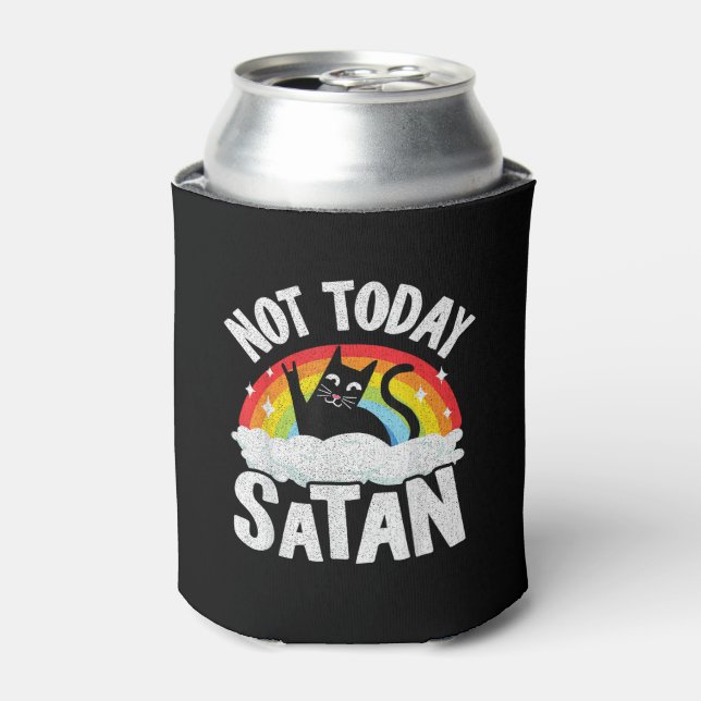 Not Today Satan Cat Rainbow Goth Jesus Funny Death Can Cooler (Can Front)