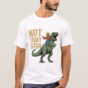 Not Today Satan Dinosaur Vintage Religious Vector  T-Shirt