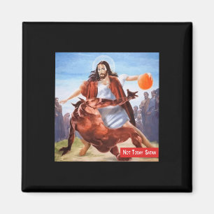 Not Today Satan Jesus Crossover Bysketbyll Fun Mem Magnet