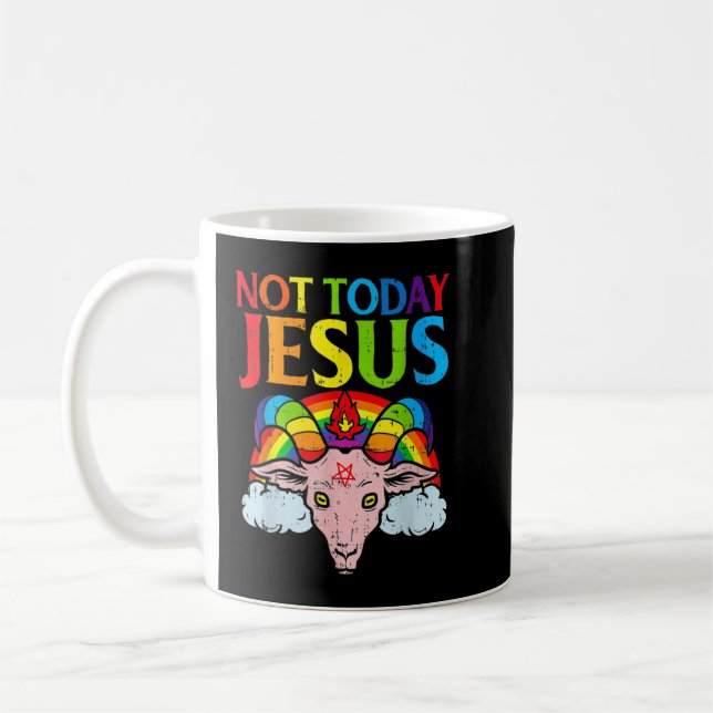 Not Today Satan Jesus vs Satan in Basketball T-Shi Coffee Mug (Left)