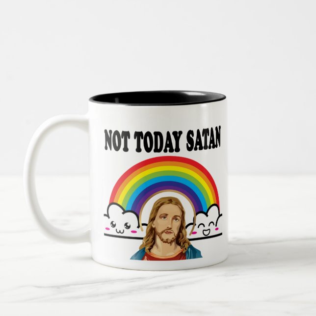 Not Today Satan Two-Tone Coffee Mug (Left)