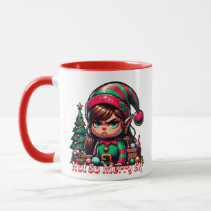 Not Very Merry Christmas Elf Funny Personalised Mug