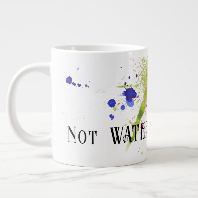 Not Watercolor Water, with Paint Splashes Large Coffee Mug (Left)