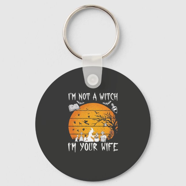 Not Witch Wife Halloween Sunset Cauldron_1 Key Ring (Front)