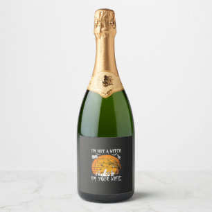 Not Witch Wife Halloween Sunset Cauldron_1 Sparkling Wine Label