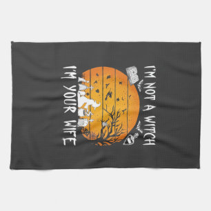 Not Witch Wife Halloween Sunset Cauldron_1 Tea Towel