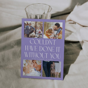 Not Without You Wedding 4-Photo Lilac Thank You Card