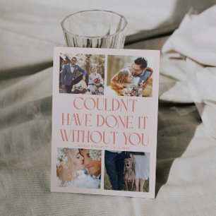 Not Without You Wedding 4-Photo Peach Thank You Card