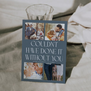 Not Without You Wedding 4-Photo Slate Blue Thank You Card