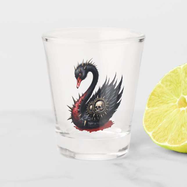 Not Your Average Swan – Spikes, Skulls & Sass.  Shot Glass (Front)