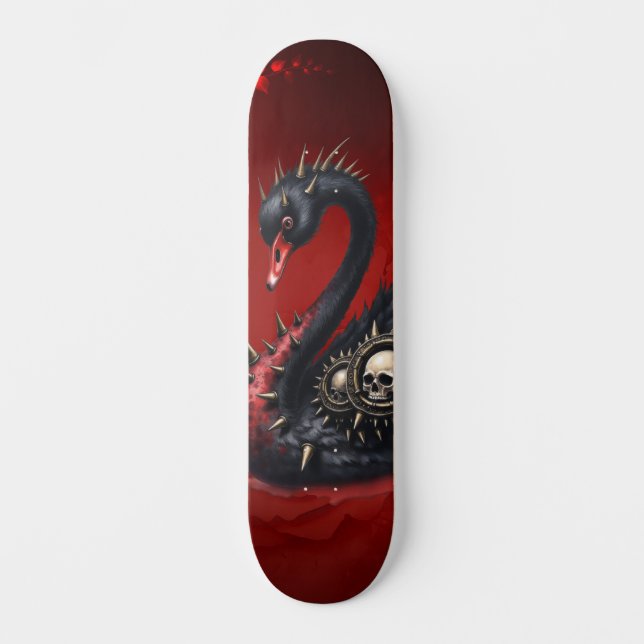 Not Your Average Swan – Spikes, Skulls & Sass.  Skateboard (Front)