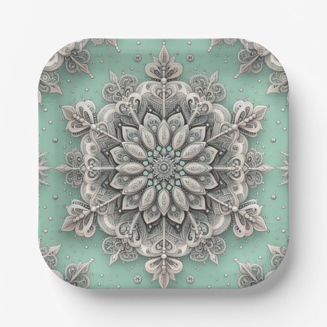 Not Your Ordinary Snowflakes II Paper Plate (Front)