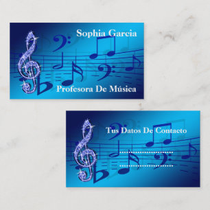 Nota Musical De Color Azul Brillante Business Card
