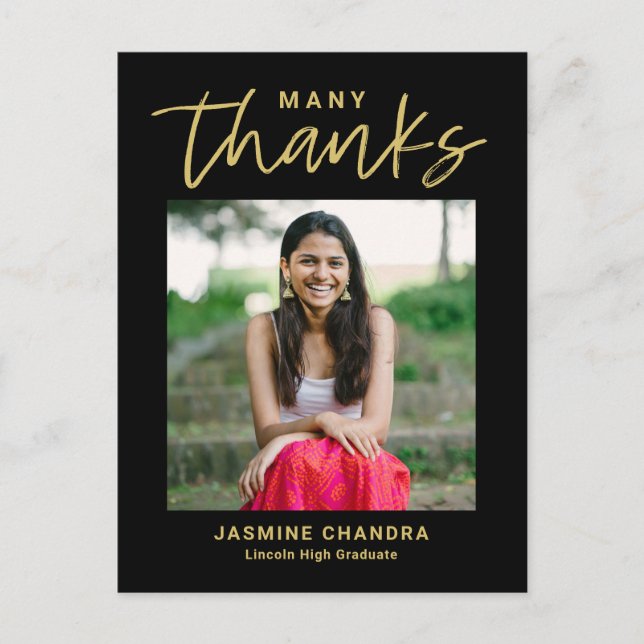 Notably Cool Graduation Thank You Postcard (Front)