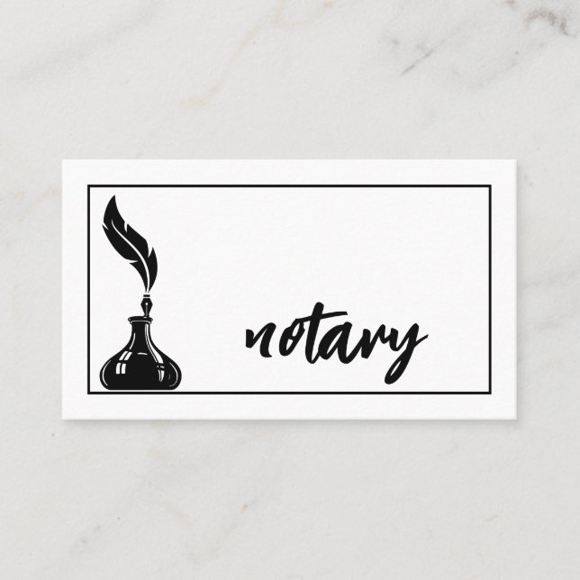 Notary Agent Pen Logo Freelance Calligraphy Writer Business Card (Front)