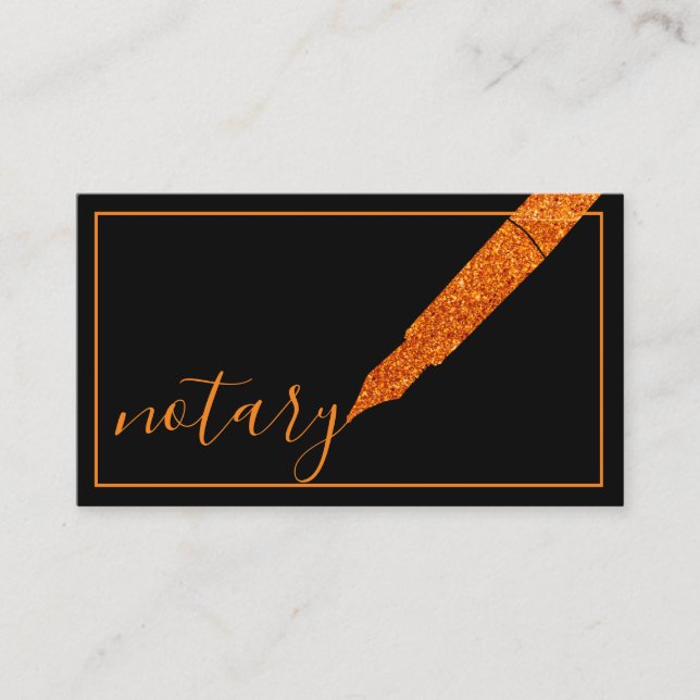 Notary Agent Pen Logo Freelance Calligraphy Writer Business Card (Front)