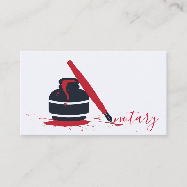 Notary Agent Pen Logo Freelance Calligraphy Writer Business Card (Front)