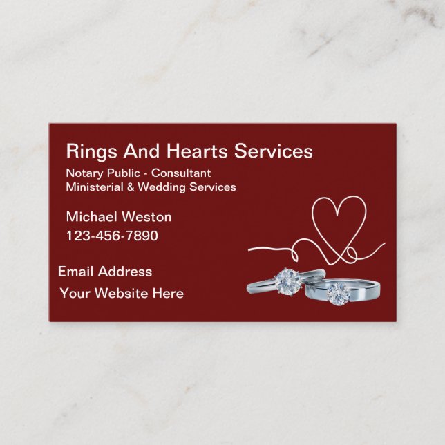 Notary And Wedding Ministerial Business Cards (Front)