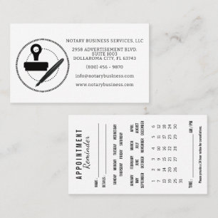 Notary Appointment Reminder Calendar Business Card
