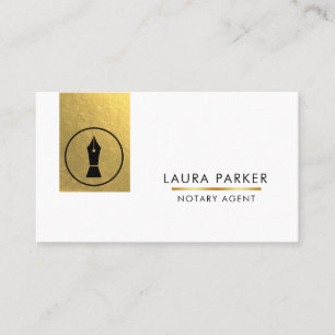 Notary Bank Loan Agent Gold Nib Business Card