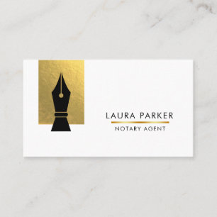 Notary Bank Loan Agent Gold Nib Business Card